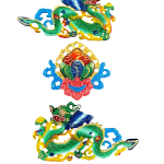 compressed tibetan lucky symbols 3pcs set green 7br
