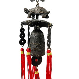 Tibetan Hanging Bell | Wind Chime for Homes, Offices & Cars, Turtle & Lucky Coins Design for Flow of Positive Chee Energy (1 Pc)