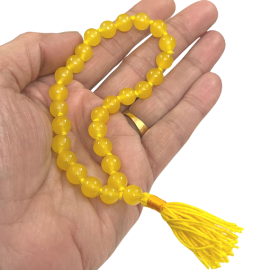 Yellow Agate | Hakik Round Beads Mala for Jaap (8 MM) (27 Beads) (1 Pc)