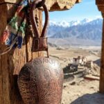 Swiss Cow Bell with Lord Buddha & Ladakh Engraved in Oxidized Copper Colour in Mix Metal (26 Cms) (1 Pc)