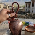 Swiss Cow Bell with Ibex Goat & Ladakh Engraved in Oxidized Copper Colour in Mix Metal (26 Cms) (1 Pc)