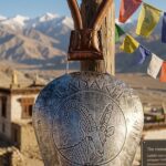Swiss Cow Bell with Ibex Goat & Ladakh Engraved in Oxidized Silver Colour in Mix Metal (26 Cms) (1 Pc)