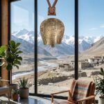 Swiss Cow Bell with Yak & Ladakh Engraved in Oxidized Golden Colour in Mix Metal (26 Cms) (1 Pc)