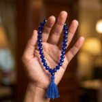 Blue Crystal Mala Diamond Cut Beads Mala for Jaap (10 MM) (27 Beads) (1 Pc)