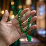 Light Green Colour Crystal Mala Diamond Cut Beads Mala for Jaap (10 MM) (27 Beads) (1 Pc)