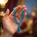 Turquoise Colour Crystal Mala Diamond Cut Beads Mala for Jaap (10 MM) (27 Beads) (1 Pc)