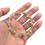 Crystal,Wood & Green Aventurine Stretchable Bracelet (8 MM) (1 Pc)