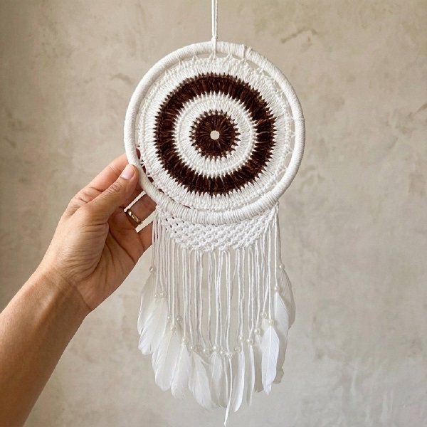 dream catcher 18 cms white & brown 1 dream catcher 18 cms white brown 1