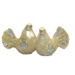 Feng Shui Love Birds | Mandarin Ducks Showpiece in Polyresin (Golden & Silver) (1 Pc)