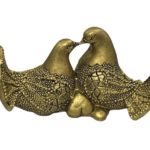 Feng Shui Love Birds | Mandarin Ducks Showpiece in Polyresin (Oxidized Golden) (1 Pc)