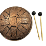 Happy Drum Pan Tongue Drum Hand Drum Pan With Designer Om Engraved In Oxidized Copper Finish (6.5 Inches) (1 Pc)