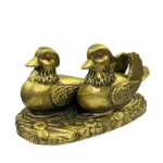 Feng Shui Love Birds Mandarin Ducks Showpiece in Polyresin (Oxidized Golden Finish) (1 Pc)