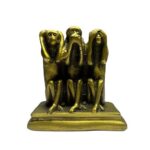 Feng Shui Vastu Three Monkey Showpiece in Resin (Oxidized Golden) (1 Pc)