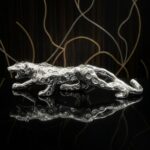 Panther | Leopard | Jaguar | Cheetah Showpiece for Vastu & Feng Shui (Silver) (26 Cms) (1 Pc)