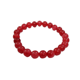 Red Onyx Round Beads Stretchable Bracelet For Men & Women (8 MM) (1 Pc)