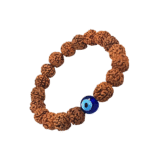 5 Mukhi Rudraksha Beads Bracelet With Evil Eye Bead For Men & Women (Stretchable) (1 Pc)