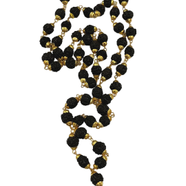 rudraksha mala with golden caps 7br