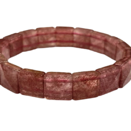 Strawberry Quartz Pyramid Stone Bracelet For Men & Women (Stretchable) (1 Pc)