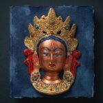 Tibetan Buddhist Deity Goddess Tara Face Mask Wall Hanging (Brown) (Big) (20 Cms) (1 Pc)
