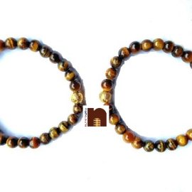 Tiger's Eye Round Beads Bracelet (Stretchable) (6 MM) (2 Pc)