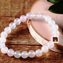 White Agate | Hakik Stretchable Bracelet (8 MM Beads) (1 Pc)