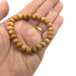 Wood Bracelet With One Tiger Eye Bead For Men & Women (8 MM) (1 Pc)